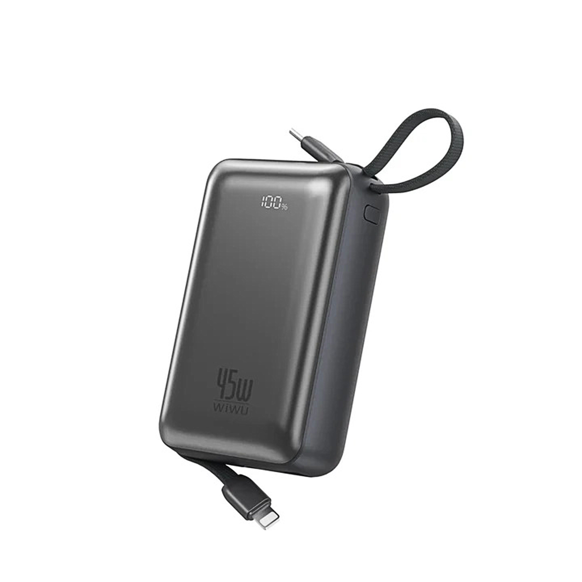 WIWU AS-182 Galaxy Pro Max 20000mAh 45W + вбудований кабель USB-C + Вбудований кабель Lightning Black